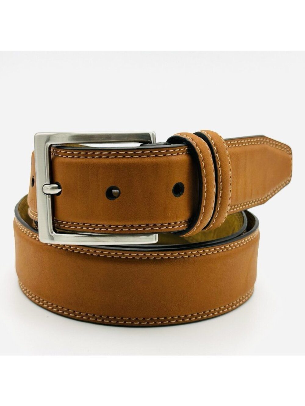 New Brown Belt Men’s 38” x 1.25” Faux Leather Bohemian Silver Toned Buckle